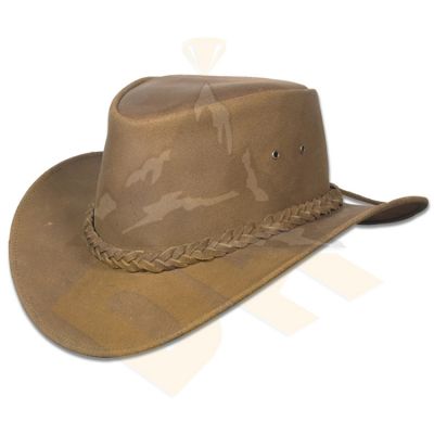 Camel Pullup Leather Hat